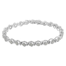 Sterling Silver Diamond Cluster Link Bracelet (1 cttw, I-J Color, I2-I3 Clarity)-1