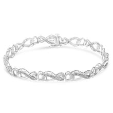 .925 Sterling Silver 1/5 Cttw Diamond 7” Infinity Heart Tennis Bracelet (H-I Color, I2-I3 Clarity)-1
