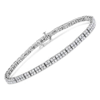 .925 Sterling Silver 3.0 Cttw Prong-Set Round Diamond 2 Row Link Tennis Bracelet (I-J Color, I3 Clarity) - 7.25