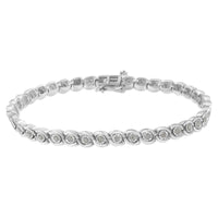 .925 Sterling Silver 1.0 cttw Miracle Set Diamond Spiraling Bezel Link Bracelet(I-J Color, I3 Clarity) -7.25
