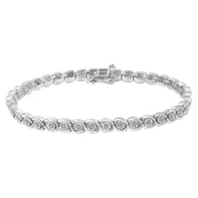 .925 Sterling Silver 1.0 cttw Miracle Set Diamond Spiraling Bezel Link Bracelet(I-J Color, I3 Clarity) -7.25"-1