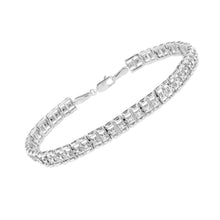 .925 Sterling Silver 1/10 Cttw Diamond Double-Link 7" Rolex Tennis Bracelet (I-J Color, I3 Clarity)-1