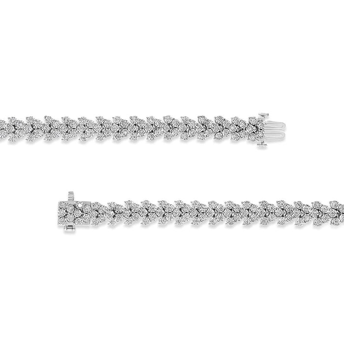 .925 Sterling Silver 2.00 Cttw Miracle Set Diamond Laurel Wreath Link Bracelet (I-J color, I3 clarity) - 7.25