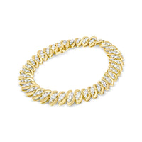 10K Yellow Gold 5.0 Cttw Diamond Double Row S-Link Cuban Bracelet (J-K Color, I2-I3 Clarity) - 7.25