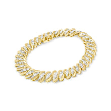 10K Yellow Gold 5.0 Cttw Diamond Double Row S-Link Cuban Bracelet (J-K Color, I2-I3 Clarity) - 7.25" Inches-1