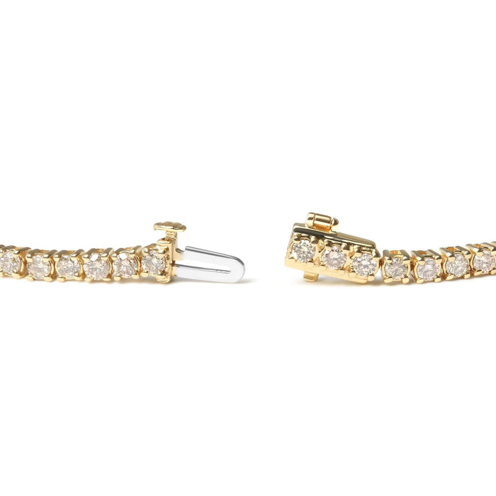 14K Yellow Gold 6.0 Cttw Classic 4 Prong Set Round Brilliant Cut Diamond Tennis Bracelet (K-L Color, VS2-SI1 Clarity) - 7.25