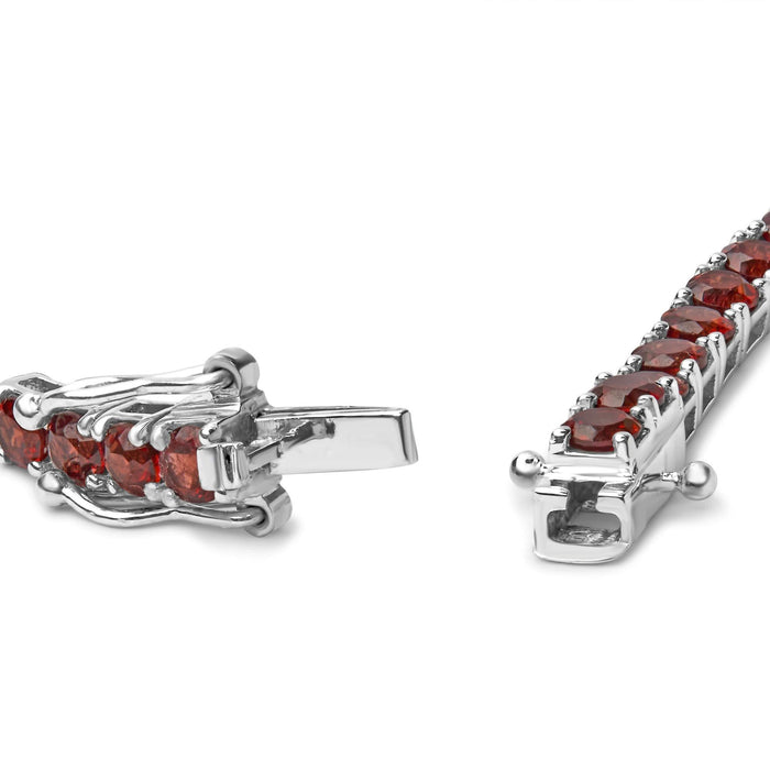 .925 Sterling Silver 10.0 Cttw Created Orange Garnet Tennis Bracelet - 7.25