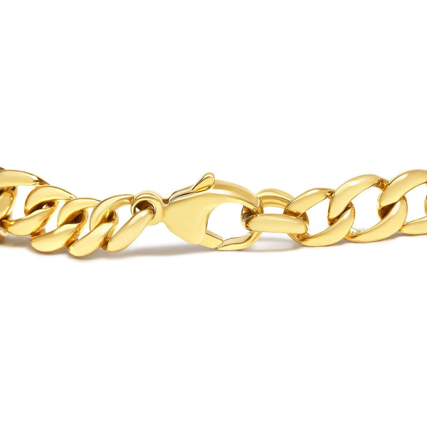 14K Yellow Gold Plated .925 Sterling Silver 1 1/4 Cttw Diamond Cuban Chain Link Bracelet (I-J Color, I3 Clarity)-  7.25