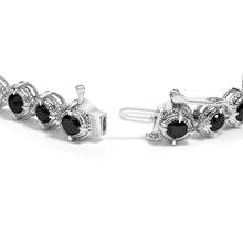 .925 Sterling Silver 5.0 Cttw Black Diamond Milgrain Link Tennis Bracelet  - 7" Inches-1