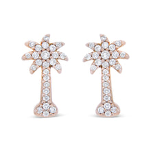 10K Rose Gold 1/4 Cttw Diamond Palm Tree Push Back Stud Earrings (H-I Color, I1-I2 Clarity)-1