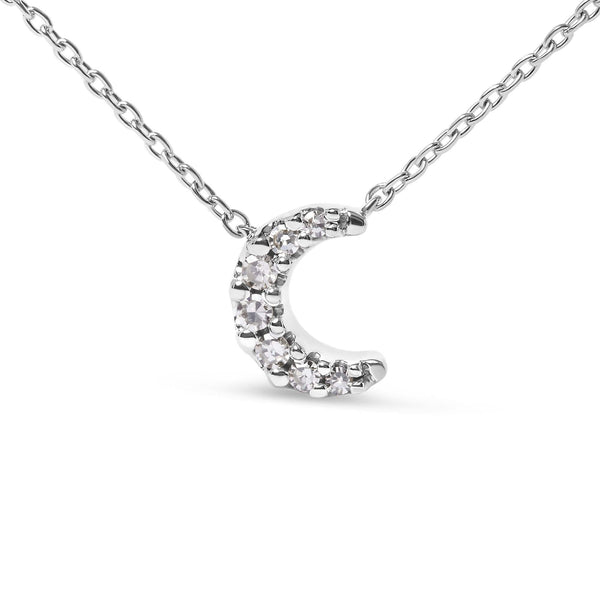10K White Gold Diamond Accented Crescent Moon Shaped 18