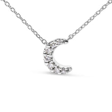 10K White Gold Diamond Accented Crescent Moon Shaped 18" Inch Pendant Necklace (H-I Color, I1-I2 Clarity)-1