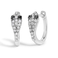 10K White Gold 1/5 Cttw Diamond Snake Eyes Huggy Hoop Earrings