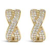 14K Yellow Gold 1/3 Cttw Diamond Criss Cross Huggie Hoop Earrings (G-H Color, SI2-I1 Clarity)