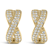 14K Yellow Gold 1/3 Cttw Diamond Criss Cross Huggie Hoop Earrings (G-H Color, SI2-I1 Clarity)-1
