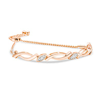 .925 Sterling Silver Diamond Accent Alternating Swirl link Bolo Bracelet (I-J Color, I2-I3 Clarity) - 6