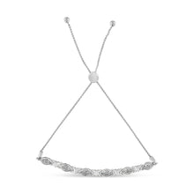 .925 Sterling Silver Diamond Accent Alternating Marquise Shape and Heart Links Bolo Bracelet (I-J Color, I3 Clarity) - Adjustable 6" to 9"-4