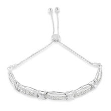 Round-Cut Diamond X & Tapered Bar Miracle-Set Bolo Bracelet (I-J Color, I3 Clarity) - .925 Sterling Silver-1