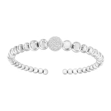 .925 Sterling Silver 1/6 Cttw Diamond Rondelle Graduated Ball Bead Cuff Bangle Bracelet (I-J color, I2-I3 clarity) - Fits wrists up to 7 1/2 inches-1