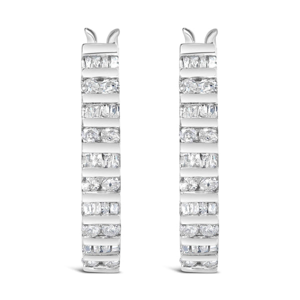 10K White Gold 1.0 Cttw Alternating  Diamond 