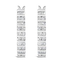 10K White Gold 1.0 Cttw Alternating  Diamond "U" Hoop Earrings (I-J Color, I2-I3 Clarity)-2
