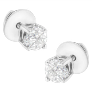 14K White Gold 1/2 Cttw Pie-Cut Diamond Solitaire Stud Earrings (H-I Color, SI1-SI2 Clarity)-1