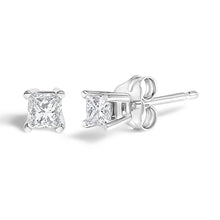 .925 Sterling Silver 1/4 Cttw Princess-Cut Diamond Solitaire Stud Earrings (H-I Color, I1-I2 Clarity)-1
