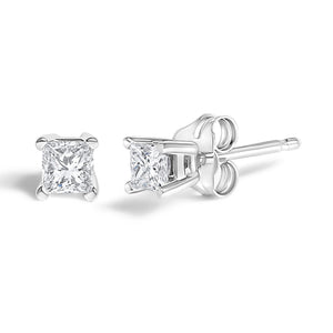.925 Sterling Silver 1/4 Cttw Princess-Cut Diamond Solitaire Stud Earrings (H-I Color, I3 Clarity)-1