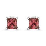 14K White Gold 4 Prong Set Lab Grown Pink Princess Diamond Solitaire Stud Earrings (Pink Color, VS2-SI1 Clarity)-2 thumbnail 3