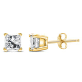 IGI Certified 14k Yellow Gold 1/2 cttw 4-Prong Set Princess-Cut Solitaire Diamond Push Back Stud Earrings (N-O Color, I1-I2 Clarity)-3 thumbnail 4