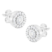 14k White Gold 1 cttw Diamond Halo Stud Earrings (I-J Clarity, I1-I2 Color)-1