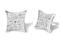.925 Sterling Silver 3/4 Cttw Diamond Composite Curved Square Stud Earring (I-J Color, I3 Clarity)-1