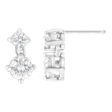 14K White Gold 1 cttw Double Diamond Stud Earrings (H-I Clarity, SI2-I1 Color)-1