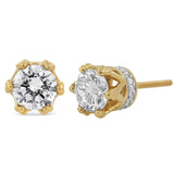 14K Gold 1/2 Cttw Round Diamond Crown Stud Earring (I-J Color, I1-I2 Clarity)-3 thumbnail 4