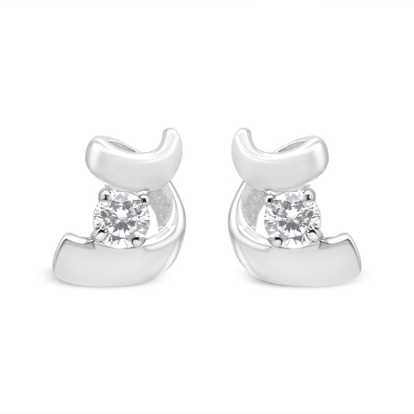 .925 Sterling Silver Round Cut Diamond Fashion Earrings (0.10 cttw, I-J Color, I2-I3 Clarity)