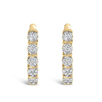 14k Yellow Gold 1/2 Cttw Diamond Cluster Hoop Earrings (H-I Color, SI2-I1 Clarity)