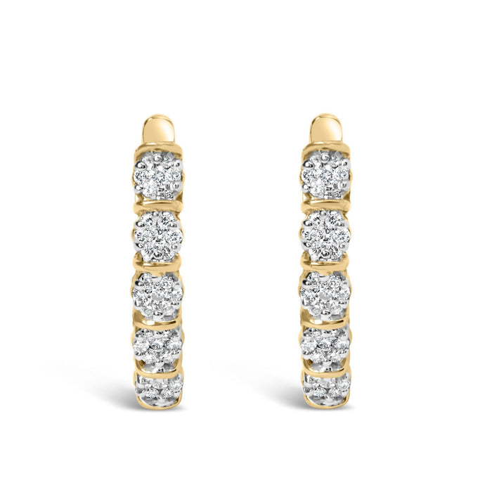 14k Yellow Gold 1/2 Cttw Diamond Cluster Hoop Earrings (H-I Color, SI2-I1 Clarity)