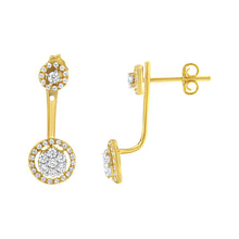 14K Yellow Gold Plated .925 Sterling Silver 5/8 Cttw Diamond Removable Stud and Dangle Earrings (I-J Color, I2-I3)-1
