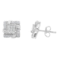 .925 Sterling Silver 1/2 Cttw Round-Cut Diamond Stud Earrings (I-J Color, I1-I2 Clarity)