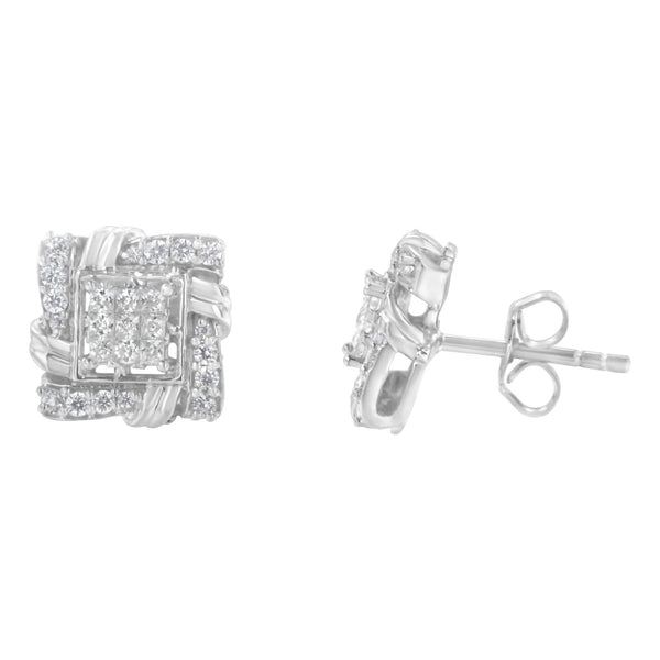 .925 Sterling Silver 1/2 Cttw Round-Cut Diamond Stud Earrings (I-J Color, I1-I2 Clarity)