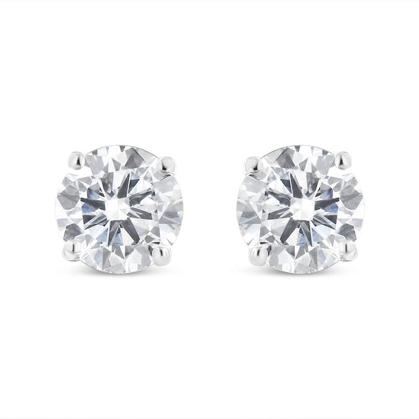 14K White Gold 1 1/2 Cttw Lab Grown Diamond Solitaire Stud Earrings with Screwbacks (F-G Color, VS2-SI1 Clarity)