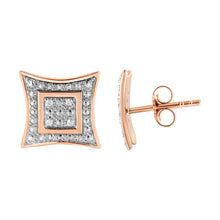 .925 Sterling Silver Diamond Accented 4-Stone Four Pointed Star Shaped Halo-Style Stud Earrings (H-I Color, I2-I3 Clarity)-2