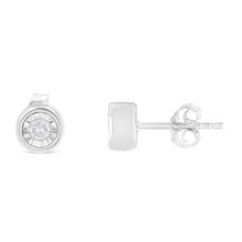 .925 Sterling Silver 1/5 Cttw Round Brilliant-Cut Near Colorless Diamond Miracle-Set Bezel Barrel Style Stud Earrings (I-J Color, I2-I3 Clarity)-1
