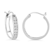 .925 Sterling-Silver Diamond Accent Channel Set Style Hoop Earring (I-J Color, I3 Clarity)-1