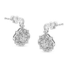.925 Sterling Silver 1/2 Cttw Diamond Dangle Miligrain Earring (I-J Color, I2-I3 Clarity)-1