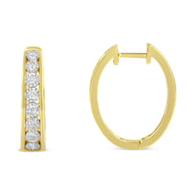10KT Yellow and White Gold Diamond Hoop Earring (1/2 cttw, J-K Color, I2-I3 Clarity)-1