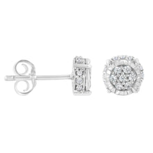 .925 Sterling Silver 1/3 cttw Round-cut Diamond Floral Stud Earring (I-J Clarity, I3 Color)-1