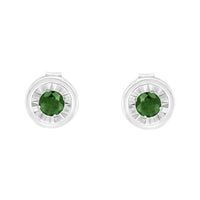 .925 Sterling Silver 1/4 Cttw Round Brilliant-Cut Green Diamond Miracle-Set Stud Earrings (Fancy Color-Enhanced, I1-I2 Clarity)