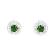 .925 Sterling Silver 1/4 Cttw Round Brilliant-Cut Green Diamond Miracle-Set Stud Earrings (Fancy Color-Enhanced, I1-I2 Clarity)-1