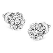 14K White Gold 1/2 cttw Round-Cut Diamond Floral Stud Earrings (I-J Color, SI2-I1 Clarity)-1